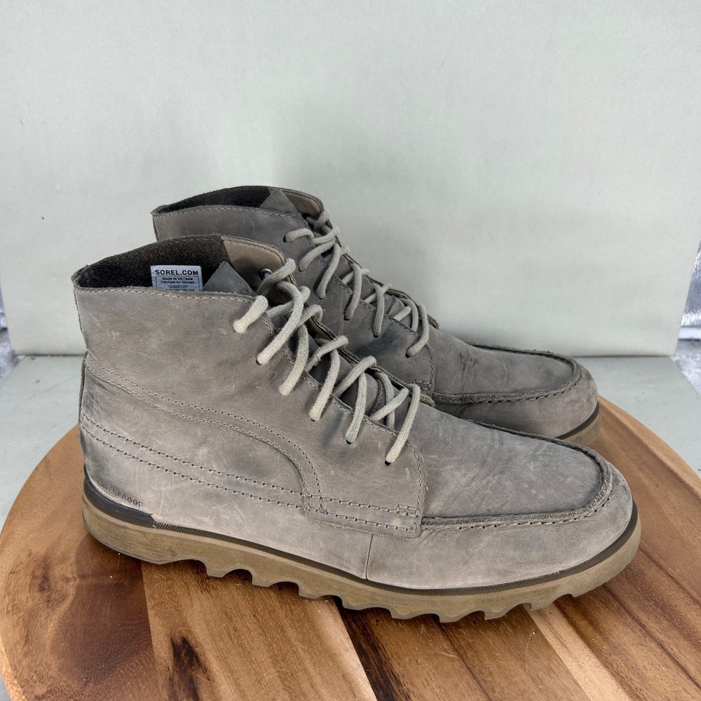 Sorel Madson II Moc Toe Waterproof Boots Mens 12 Grey Leather NM3949-297